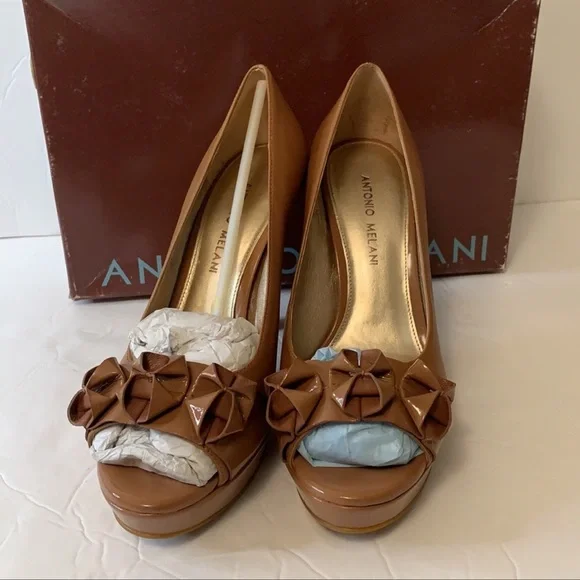 Antonio melani brown open toe high heels - Picture 4 of 5